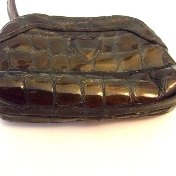 Brighton,Brown Patent Leather Exterior Puffy Heart, Top Zip Coin Purse - Picture 1 of 7